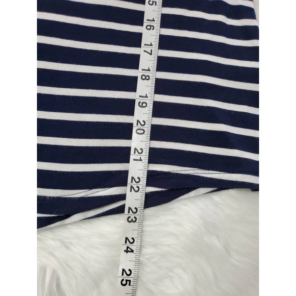 Maurices Womens Blouse Navy White Striped Cutout Tie Back Lace Eyelet Stretch S - Picture 4 of 6